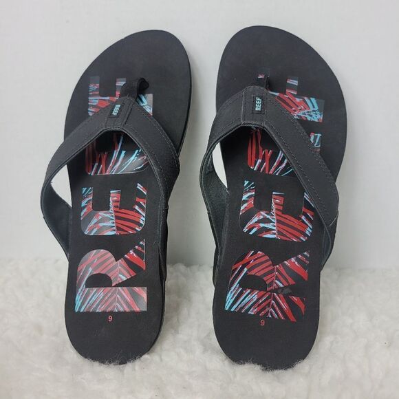 Reef Mens Newport Mens Sandals Size 6 Prints Comfort Slip On Black Flip Flops - Picture 8 of 10